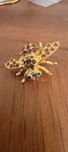 Vintage Signed JOAN RIVERS Topaz Crystal Rhinestone Bug Bee Pin Gold Tone - $28.05