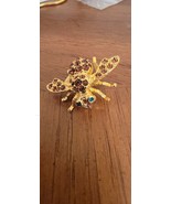 Vintage Signed JOAN RIVERS Topaz Crystal Rhinestone Bug Bee Pin Gold Tone - $38.91 CAD