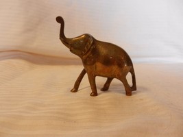 Brass Walking Elephant Figurine With Trunk Up For Good Luck 3.5&quot; Tall - $30.00