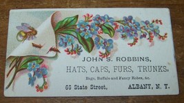 19c John S Robbins Hats Caps Furs Trunks Victorian Calling Trade Card Albany Ny - £7.77 GBP