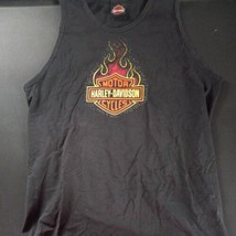  Harley Davidson Men&#39;s Six Bends Ft Myers Tank Top Shirt Black Size L Flame Logo - £16.81 GBP