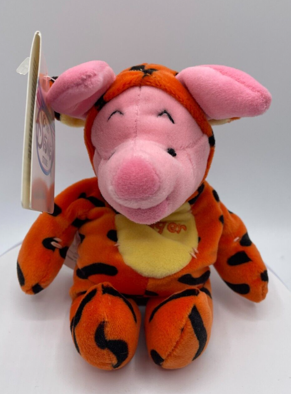 Primary image for Winnie The Pooh Disney Store Mini Bean Bag Piglet as Tigger Plush with Tag