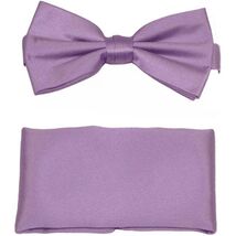 Men's Bow Tie and Hankie by J.Valintin Collection #92498 Solid Lilac Satin - $19.99