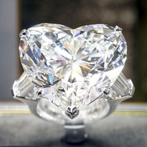 6 KT Forma Cuore Diamanti Finti 3-Stone Anello di Fidanzamento 14K Bianco Dorato - £83.51 GBP