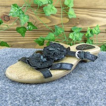 Born concept  Women Slide Sandal Shoes Black Leather Size 6 Medium - £19.90 GBP