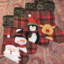 Set of Four Christmas Stockings Santa Snowman, Penguin Reindeer ￼ - £19.45 GBP
