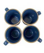 Noritake Stoneware MADERA BLUE Coffee Mugs Cups Dark Blue Brown Band - £23.75 GBP