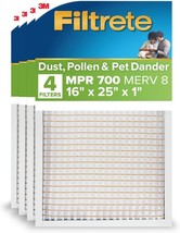 Filtrete 16X25X1 Air Filter, Mpr 700, Merv 8, Clean Living Dust,, 4 Filters - $59.99