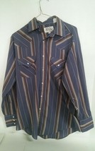 Vintage Ely Cattleman Mens Long Sleeve Snap Front Shirt 33 15.5 Stripe - £6.80 GBP