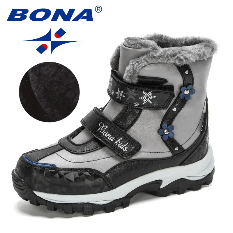 BONA 2024 New Arrival Winter Mid-Calf Plush Snow Boots Children Outdoor Durable  - £148.25 GBP