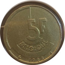 1986 Belgium 5 Francs Coin - £0.57 GBP