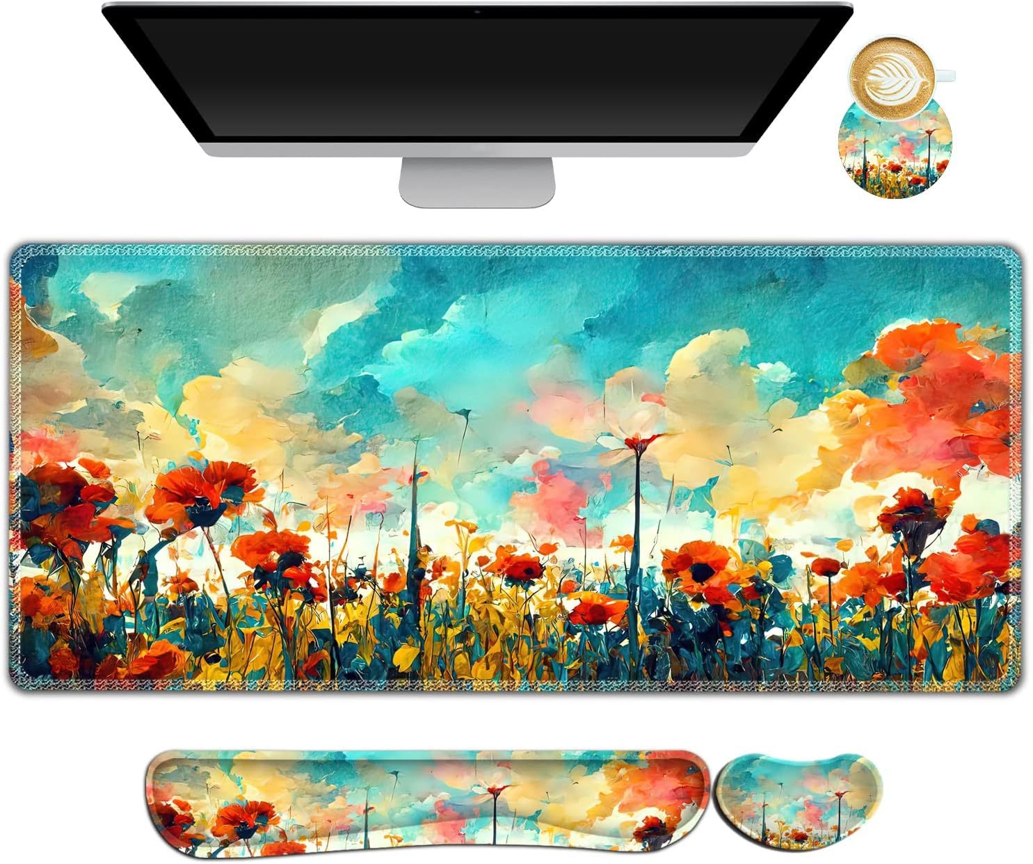 Artso Gaming Mouse Pad Wrist Support Set, Xxl Large Desk Mat Mousepad + ... - $31.02