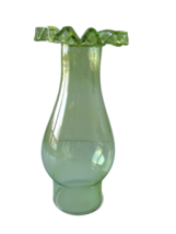 Lime Green Ruffled Top Glass Chimney For Kerosene Oil Lamps - 8 1/4&quot; x 2... - $22.10