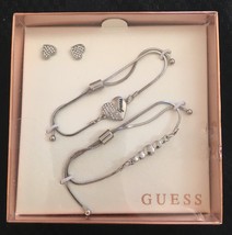 Guess Silver Heart Earring Bracelets Set - £26.26 GBP