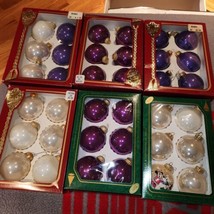 Christmas by Krebs &amp; Victoria glass ornament boxes of 6, 36 total White &amp; Purple - £42.80 GBP
