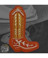 Cowboy Boot in Orange and White Detailed Iron On Patch Applique Embellis... - $5.47 CAD