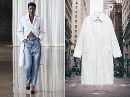 $189 ZARA WHITE WRINKLED TRENCH COAT ZW COLLECTION L - $99.99