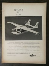 Vintage 1961 Lane Riviera Amphibious Airplane Full Page Original Ad - $6.64