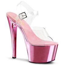 PLEASER Shoes Exotic Dancer Baby Pink Chrome Platform 7&quot; Stripper High Heels - £54.48 GBP