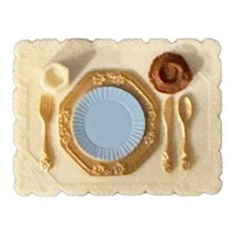 Fisher Price Loving Family Dinner Plate Royal Style Gold Formal Tray Food - $5.91