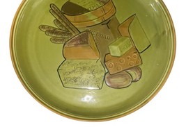 Vintage Los Angeles Potteries Cheese Platter Plate 14.5" Green USA #505 image 4