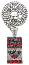 Swisher Sweets Pendant Crystal Rhinestones and Stainless Steel Cuban Necklace - £23.57 GBP