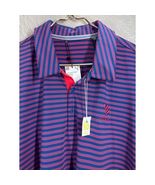 Adidas Wild Wings Country Club Pink Blue Stripe UPF 50 Polo Shirt Mens S... - $34.95