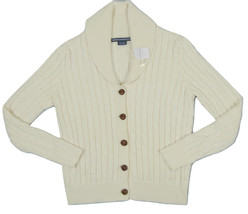 NEW Polo Ralph Lauren Cable Knit Womens Cardigan Sweater!  Woven Leather Buttons - £63.94 GBP