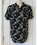 Margaritaville NWT Short Slv 100% rayon Button Front Shirt Black  Men&#39;s ... - $453.97 MXN