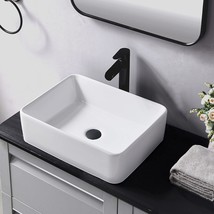 Hotis Home Rectangular Vessel Sink, 16&quot; X 12&quot; White Bathroom Sink, Ceramic - $71.95