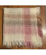 Vintage Avoca Handweavers Irish New Wool Throw Blanket Pink Plaid 48” Sq... - $1,189.48 MXN