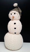 NEW Pottery Barn Teddy Fur Snowman Pillow 8.5&quot; wide x 18&quot; high - £119.89 GBP
