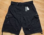 NWT Vintage Belted Cargo Shorts Wide Leg Rivets Black Sz 42 PJ Mark Y2K - $19.75