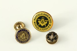 Vintage MASONS Emblem Masonic Men&#39;s Jewelry Lapel Buttons 50 Years Gold ... - $27.71