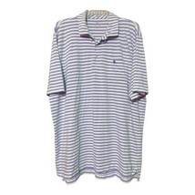 Peter Millar Mens Light Blue White Stripe OS Logo Golf Polo Shirt Size XL - $19.99