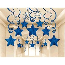 Party Swirl Decorations, Hanging Swirl For Ceiling Decorations, Blue With Star,  - £20.83 GBP