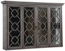 TV Cabinet Wilcox Greige Old World Distressed Wood Mirror Bi-Fold Doors - £1,984.50 GBP