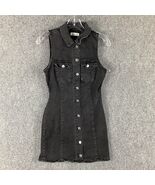 Zara Dress Women&#39;s XSD Denim Charcoal Gray Stretch Shirt Sheath Cotton - $55.77 CAD