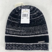 New Michael Kors Beanie Hat Knit Black Silver Metallic One Size H2 - £30.06 GBP