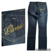 Womens GUESS Gold Rhinestone Bling Logo Pocket Skinny Jeans with Stretch... - $452.56 MXN