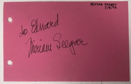 Miriam Seegar (d. 2011) Signed Autographed Vintage 4x6 Signature Page - £15.97 GBP