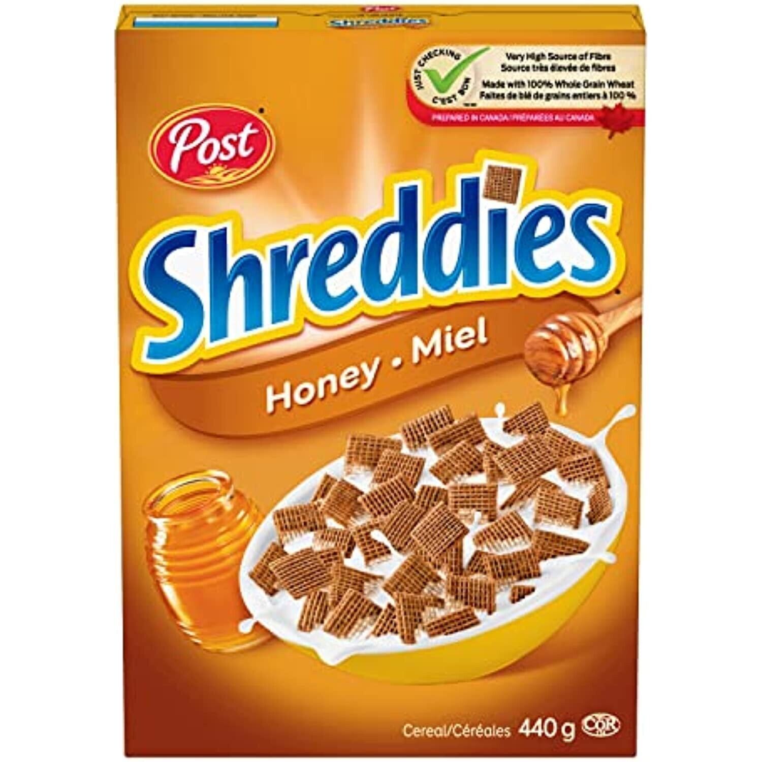 4 Boxes of Post Honey Shreddies Cereal 440g / 15.4 Oz. Each - Free Shipping - $44.51