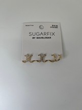 Sugarfix by Baublebar Gold Tone Crystal Pearl Mini Hoop Earring Set of 3 - £10.26 GBP