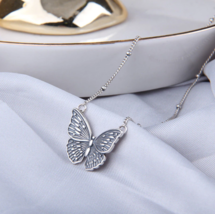 Elegant Sterling Silver Plated Butterfly Spawn Pendant Choker - £15.62 GBP