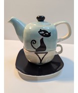 Hues N Brews Cattitude Service for One. Teapot and Cup - $409.78 MXN