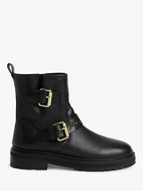 JOHN LEWIS Designer Boots, Women&#39;s/Ladies, River,Black Leather,Gold Buck... - $87.36