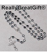 Catholic Rosary - Heart Shaped Hematite beads - 8 mm  - NEW - £7.28 GBP