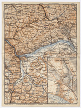 1911 Antique Map Of Vicinity Of Wiesbaden Biebrich Bingen / Hesse / Germany - £17.08 GBP
