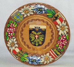 Vintage Wien Vienna Austria Wooden Plate Handcarved Handpainted Salzburg 7&quot; - $781.01 MXN
