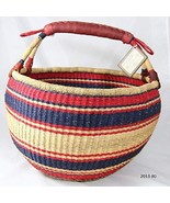 Bolga Baskets International Large Market Basket w/Leather Wrapped Handle - $41.57